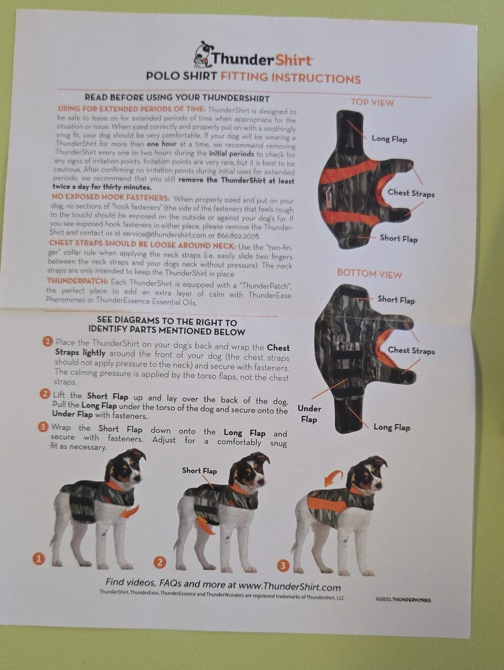 Thundershirt Dog Anxiety Wrap - Orange and Camo Polo For Up To 7lbs.